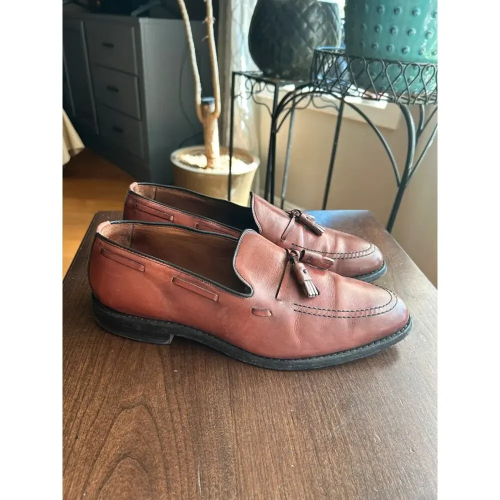 Allen Edmonds size 10.5 Grayson Tassel Loafers brown leather & tassels